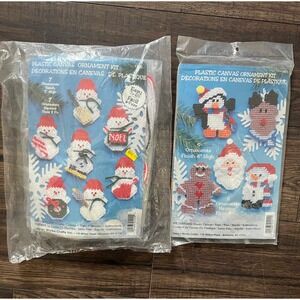 NEW Design Works Crafts 14ct Plastic Canvas Snowman‎ Santa Penguin Ornament Kits